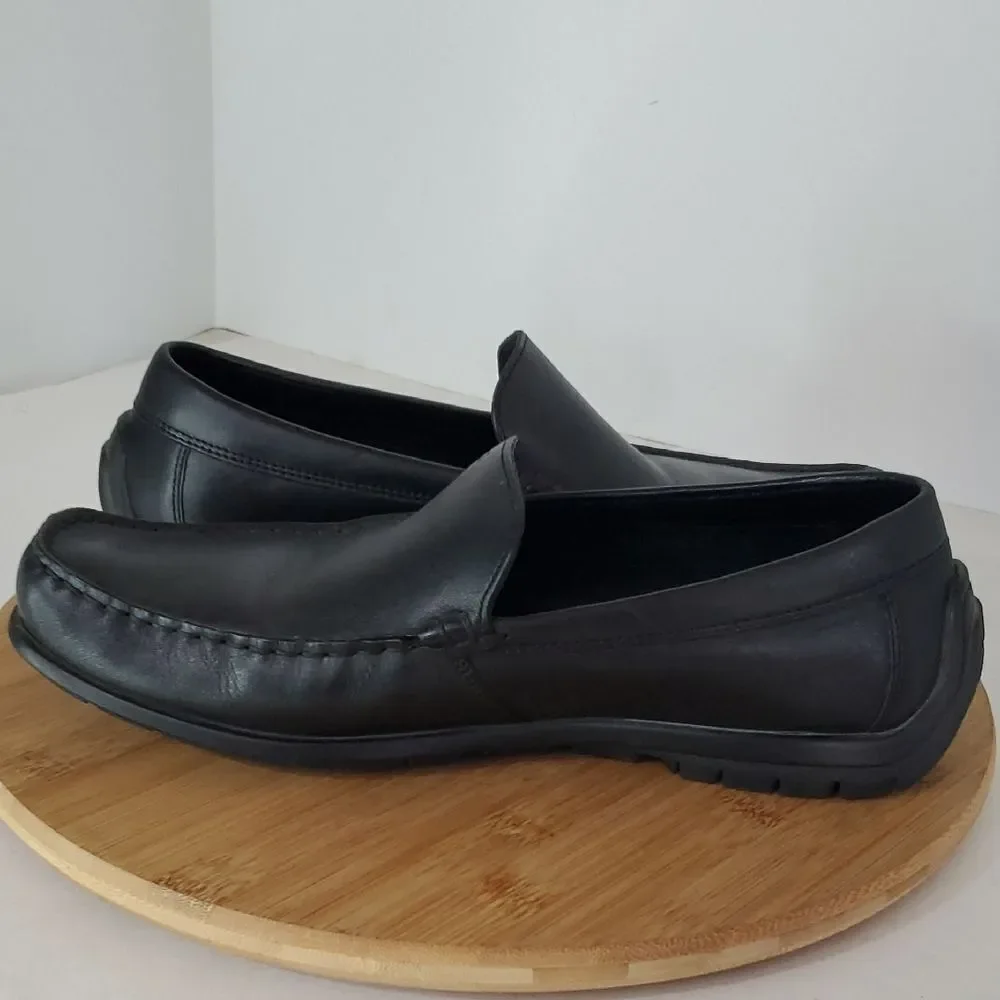 Ecco Men's Classic Black Leather Slip-Ons EU 42 Extra Width